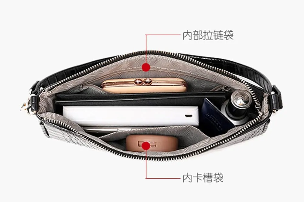 Small Purse for Women, Adjustable Shoulder Bags Crocodile Pattern Clutch Purse with Zipper Closure Retro