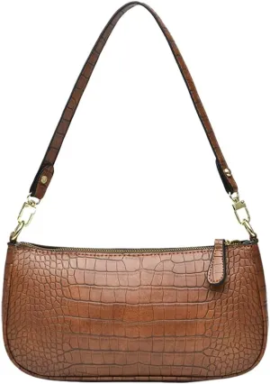 Small Purse for Women, Adjustable Shoulder Bags Crocodile Pattern Clutch Purse with Zipper Closure Retro