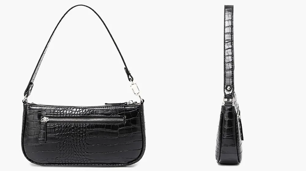 Small Purse for Women, Adjustable Shoulder Bags Crocodile Pattern Clutch Purse with Zipper Closure Retro