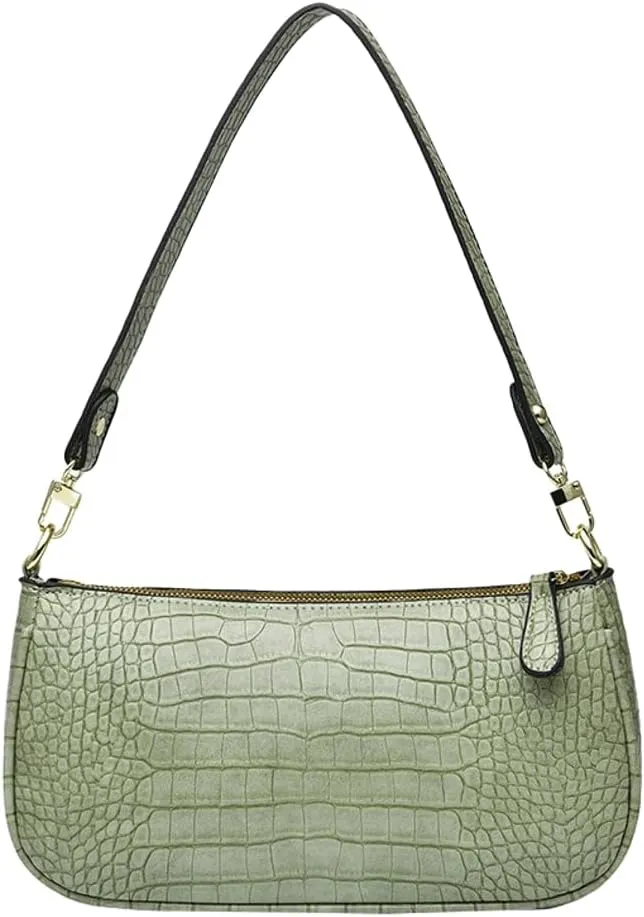 Small Purse for Women, Adjustable Shoulder Bags Crocodile Pattern Clutch Purse with Zipper Closure Retro