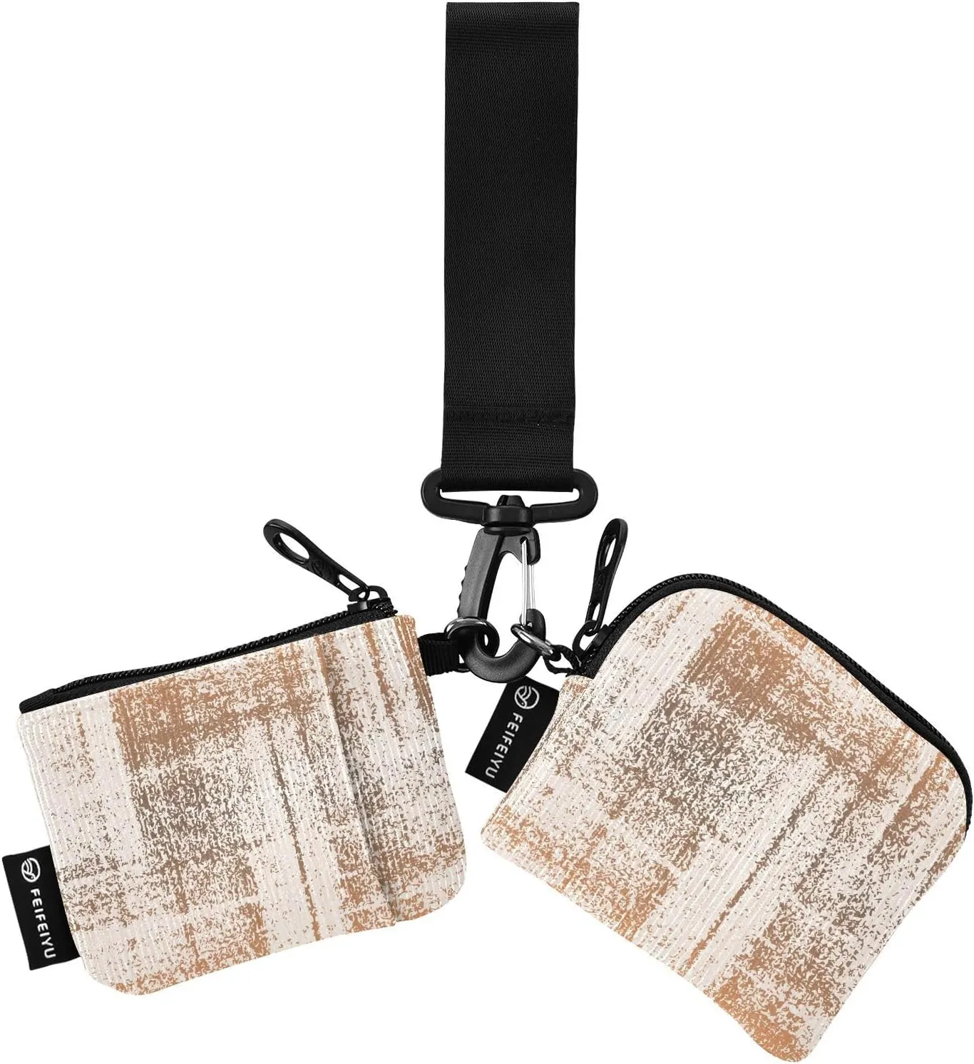 Small Wallet for Women Abstract Grunge Retro Pattern Zip Around Dual Pouch Wristlet Wallets for Women Portable Card Wallet