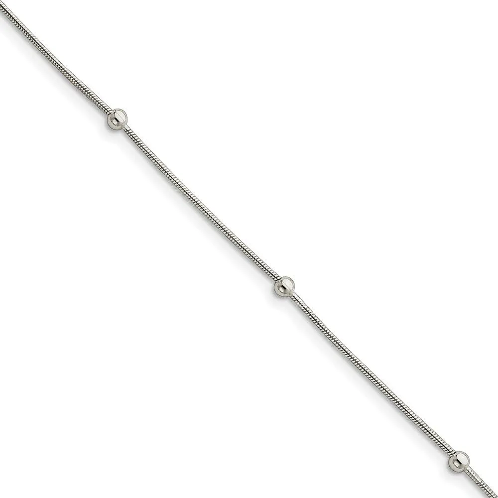 Solid 925 Sterling Silver Anklet 1.5 extension - with Secure Lobster Lock Clasp 9"