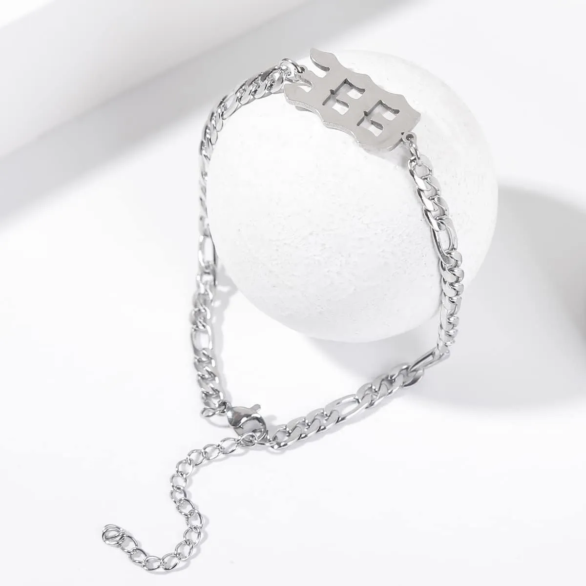 Stainless Steel Plated Angel Number Charm Bracelets Anklets for Women Numerology Jewelry