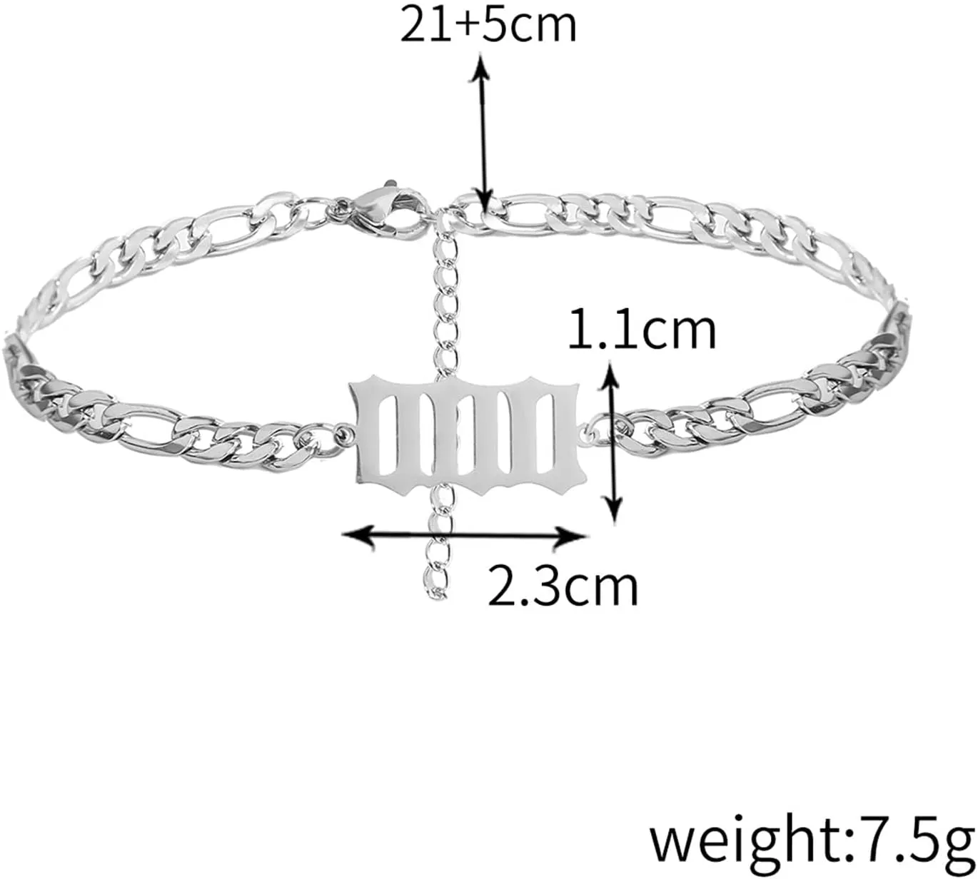 Stainless Steel Plated Angel Number Charm Bracelets Anklets for Women Numerology Jewelry