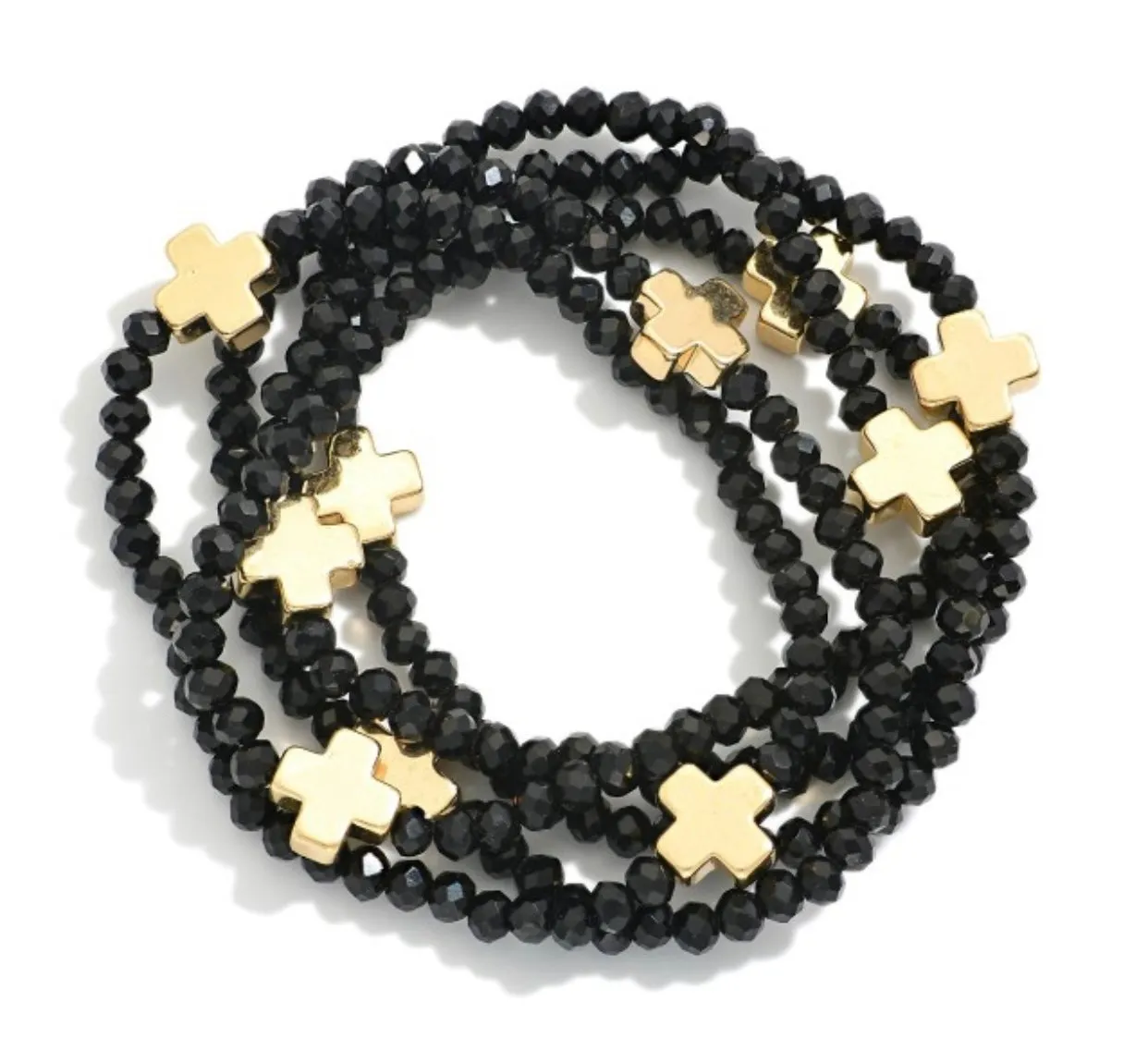 Stretch Bead Bracelets with Crosses