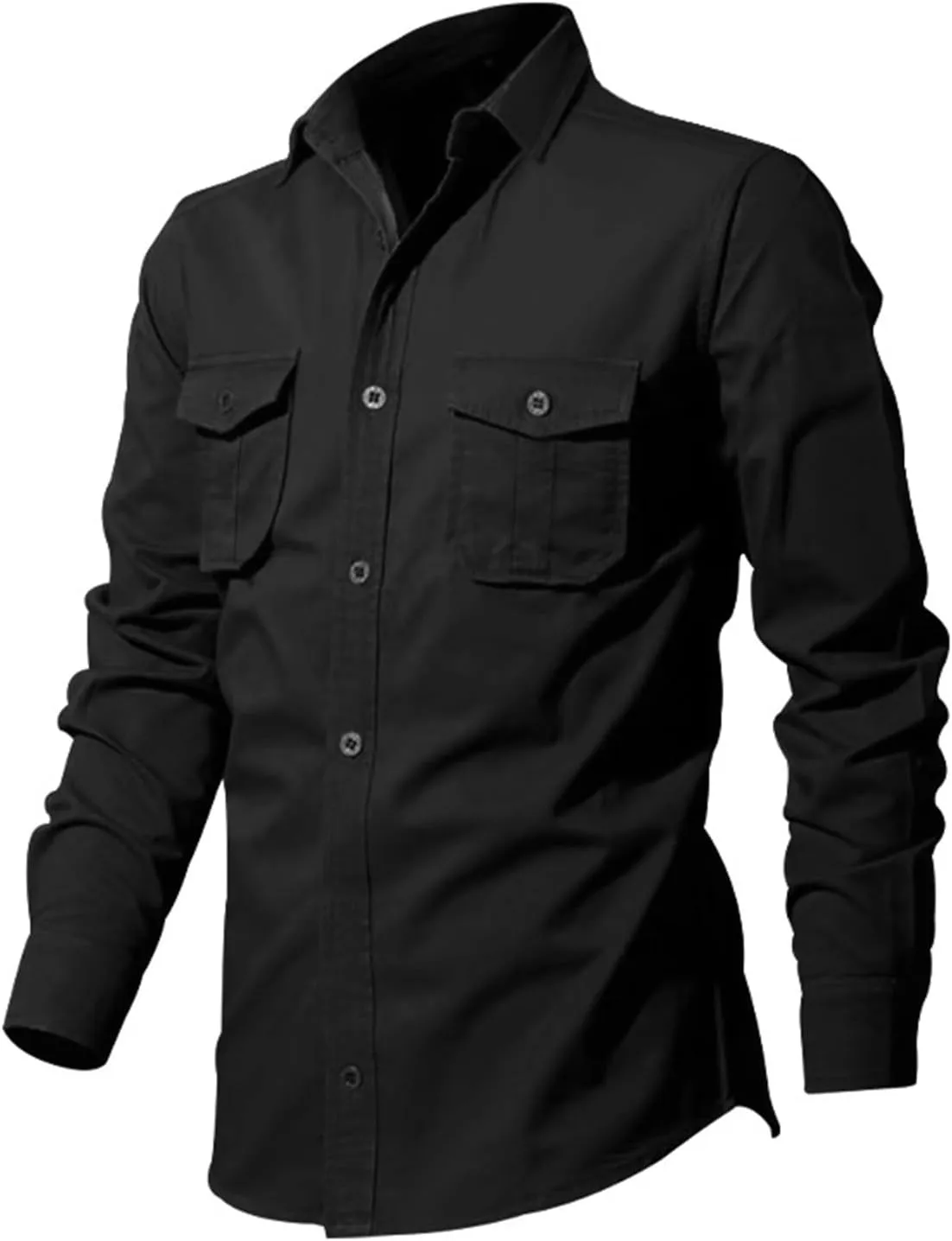 Tactical Cargo Shirts for Men Long Sleeve Quick Dry Work Shirts Outdoor Cool Button Down Hiking Fishing Casual Shirt