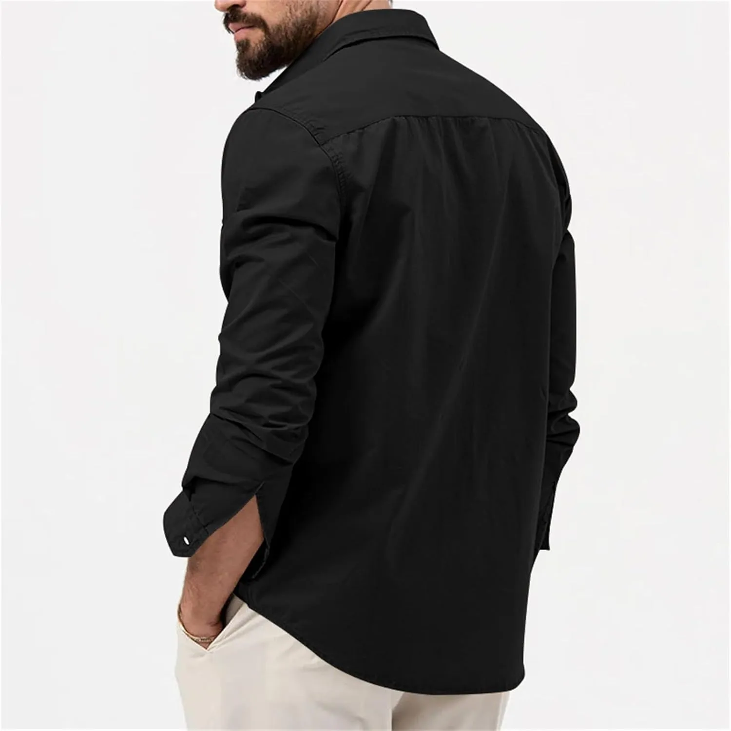 Tactical Cargo Shirts for Men Long Sleeve Quick Dry Work Shirts Outdoor Cool Button Down Hiking Fishing Casual Shirt
