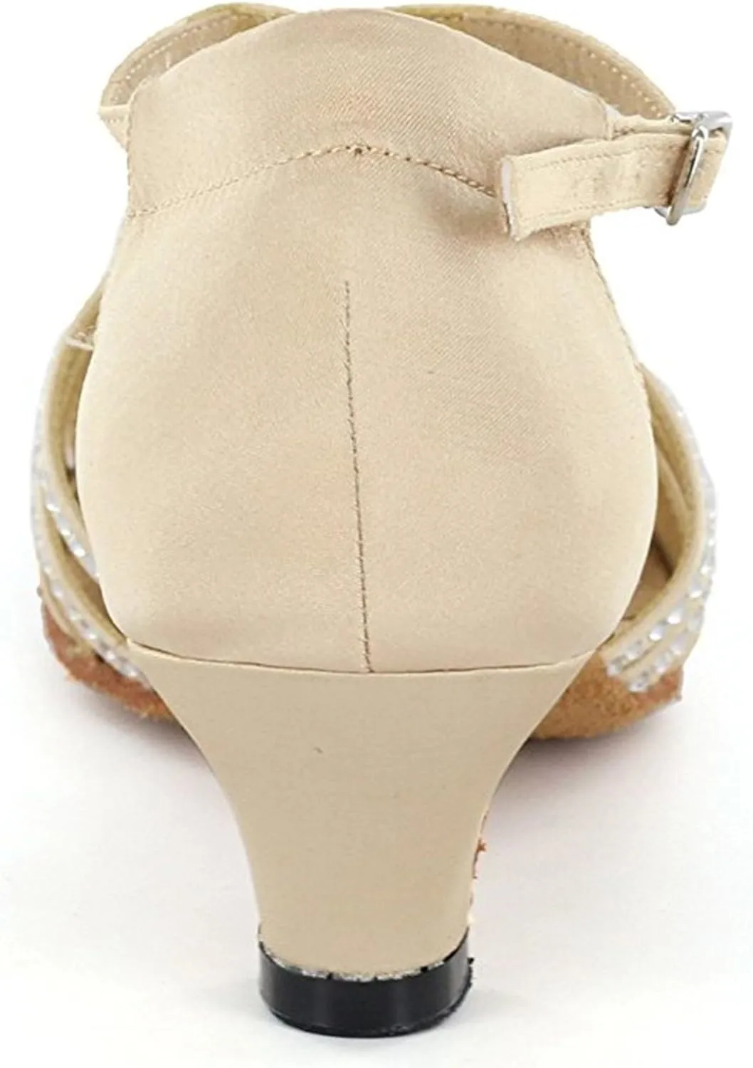 TDA Womens T-strap Peep Toe High Heels Crystals Satin Latin Modern Salsa Tango Ballroom Wedding Dance Shoes