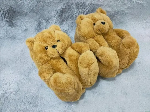 Teddy Bear Plush Slippers Cartoon Cute Bear House Slipper