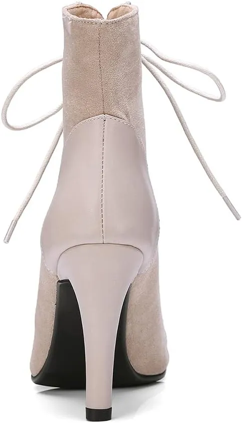 TINRYMX Women Open Toe Dance Ankle Boots Dance Heels Lace-up Latin Salsa Bachata Ballroom Dance Shoes, Model-DSB53