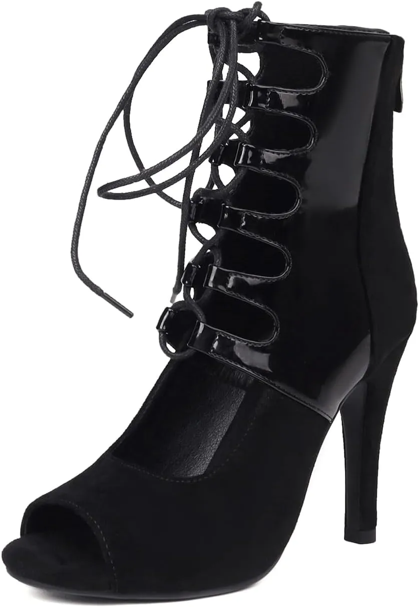 TINRYMX Womens Latin Dance Shoes Lace up Dance Heels Jazz Tango Ballroom Salsa Dance Shoes, Model DS-J27