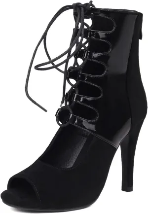 TINRYMX Womens Latin Dance Shoes Lace up Dance Heels Jazz Tango Ballroom Salsa Dance Shoes, Model DS-J27