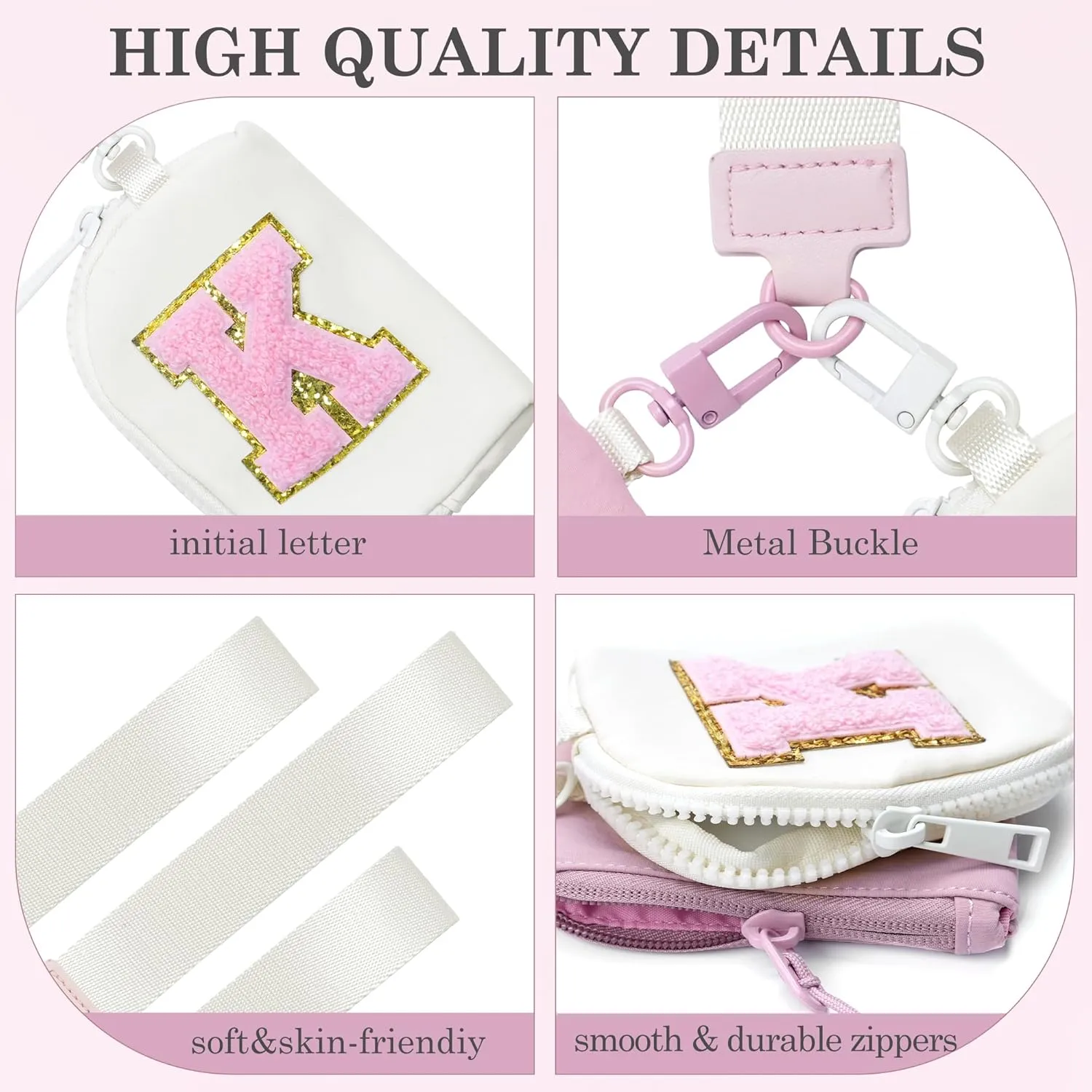 Titosha Initial Dual Pouch Wristlet Keychain Mini Zip Around Wristlet Wallet Coin Purse for Women