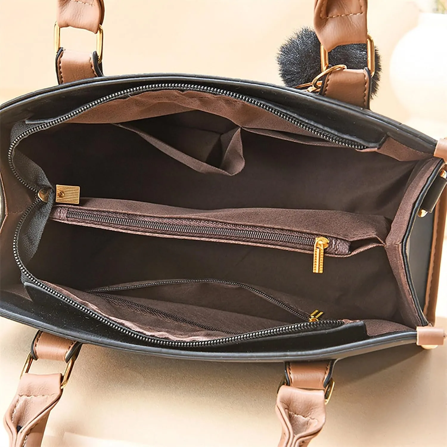 Tote Bag For Women Leather Furry Handbags Ladies Purse Satchel Shoulder Bags For Work Shopping Travel
