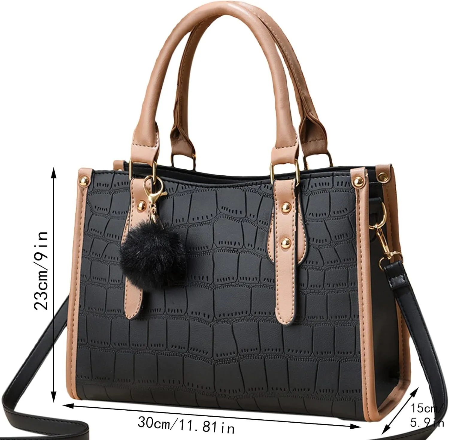 Tote Bag For Women Leather Furry Handbags Ladies Purse Satchel Shoulder Bags For Work Shopping Travel