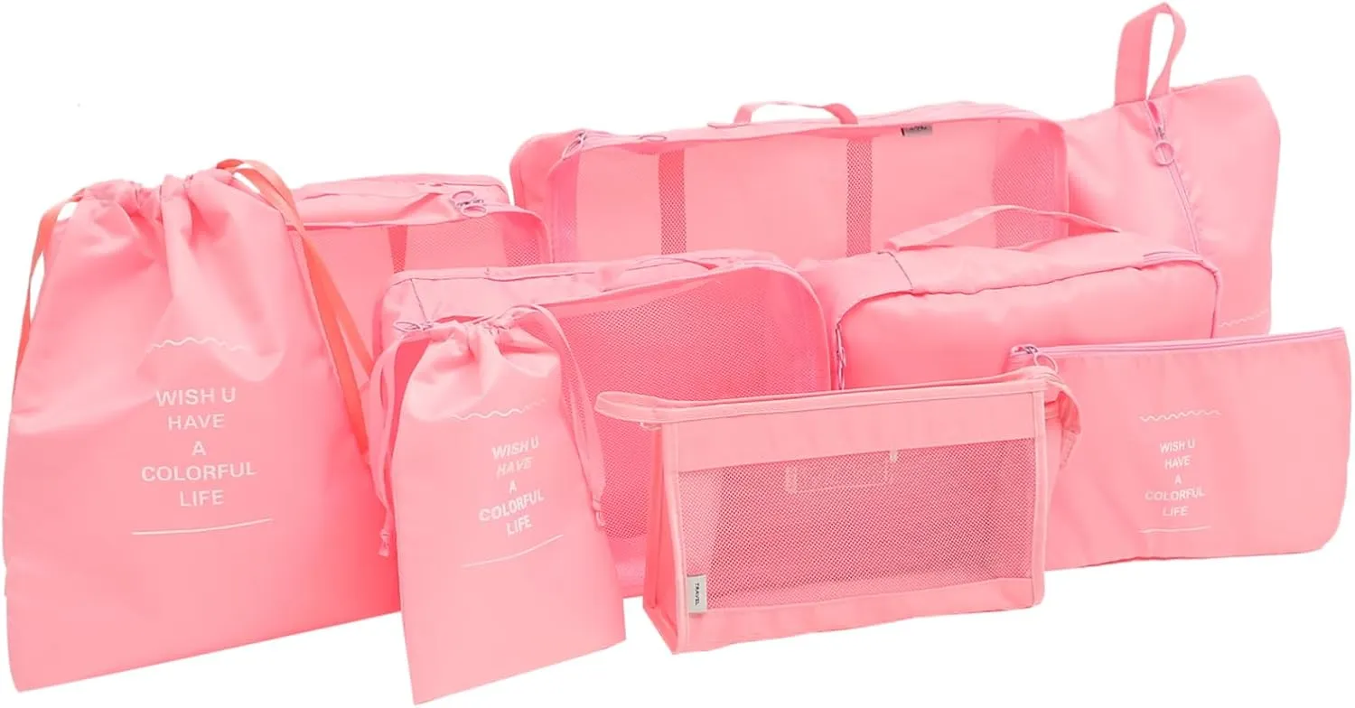 Travel Storage Bag Set 9pc Suit Travel Bag Reusable Packing Cubes for Luggage Compact Lightweight Home Organizers