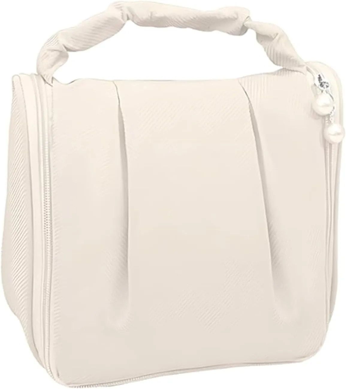 Travel Toiletry Bag with Hanging Hook, Lightweight and Portable Cosmetic Bag for Women, Small Makeup Bag for travelling Beige