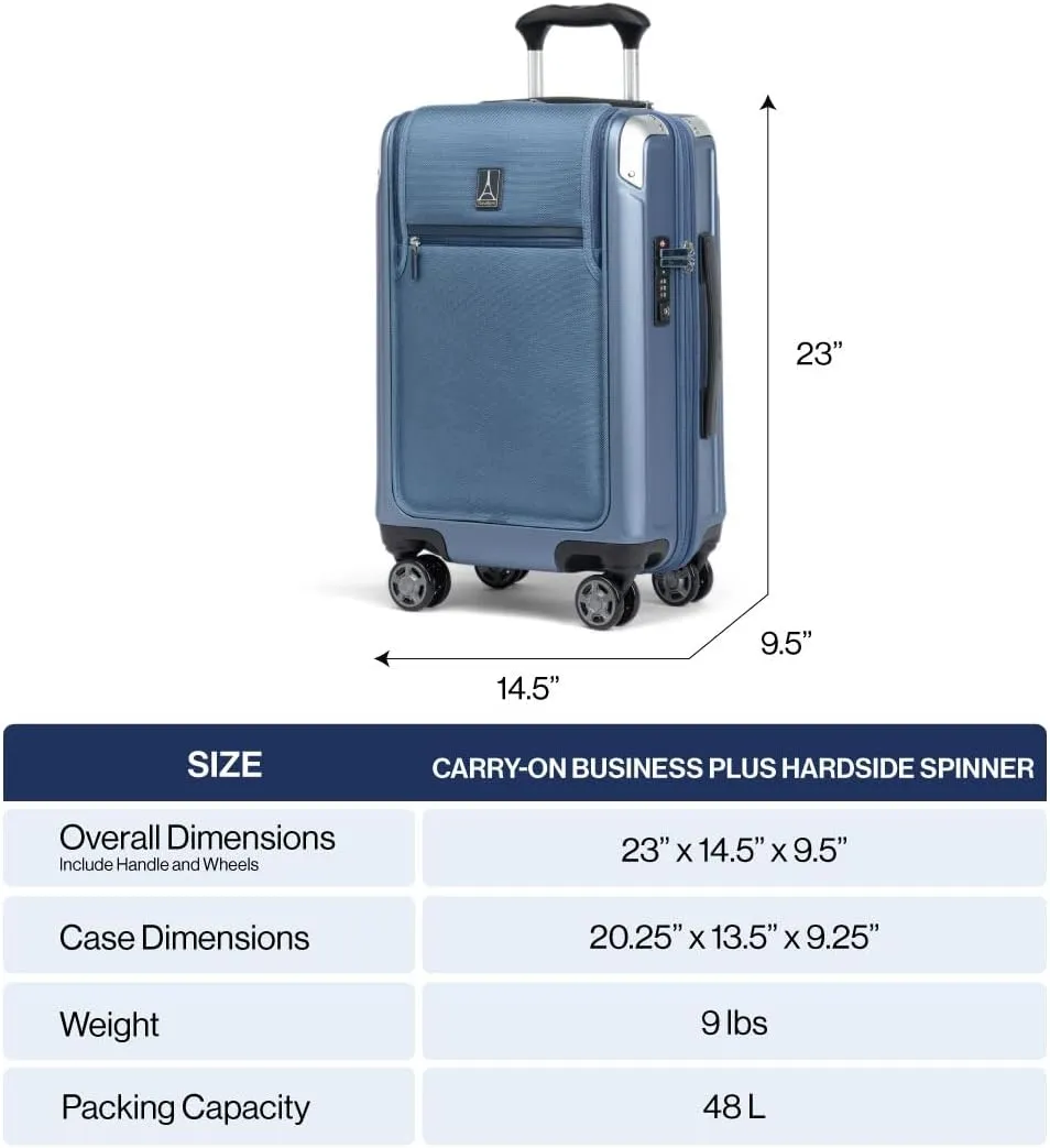 Travelpro Platinum Elite Hardside Expandable Carry on Luggage, 8 Wheel Spinner, TSA Lock, Hard Shell Polycarbonate Suitcase, Vintage Grey, Carry on Laptop Pocket 21-Inch