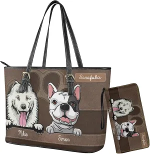 Tuoxiukan Personalized Handbags and Wallet Set for Women Clutch Purse Custom Name Tote Bag Customized Gifts for Mom