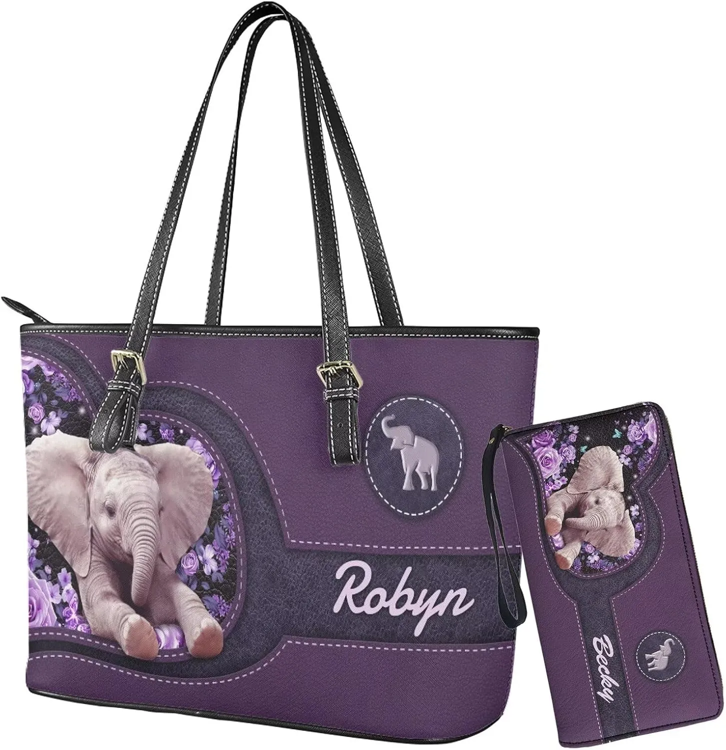 Tuoxiukan Personalized Handbags and Wallet Set for Women Clutch Purse Custom Name Tote Bag Customized Gifts for Mom