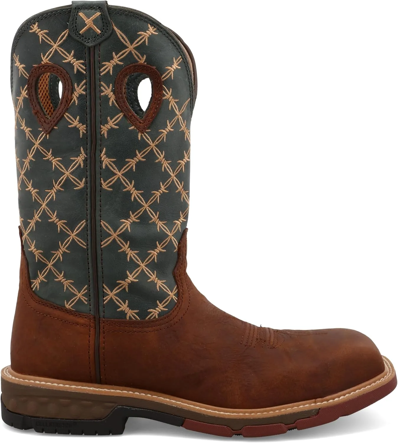 Twisted X Men's 12" Western Work Boot, Square Toe Alloy Toe with CellStretch
