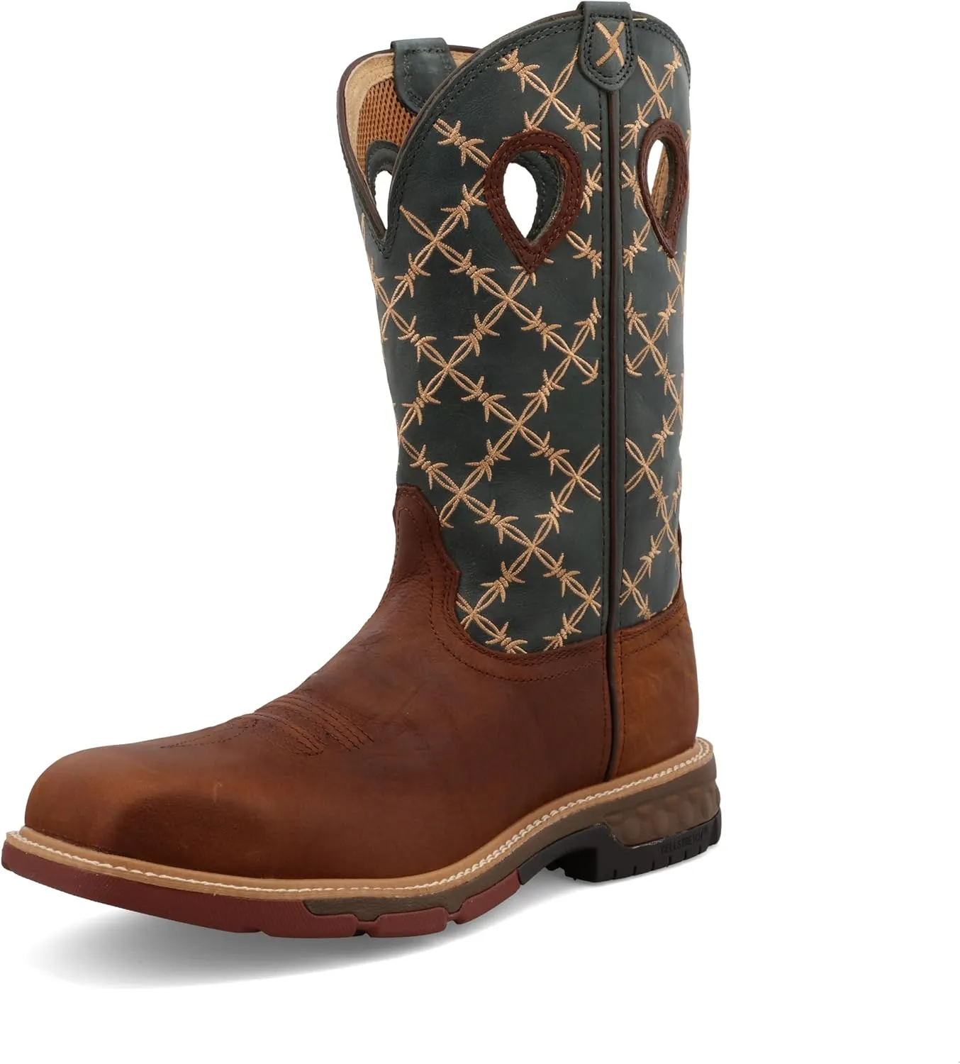 Twisted X Men's 12" Western Work Boot, Square Toe Alloy Toe with CellStretch