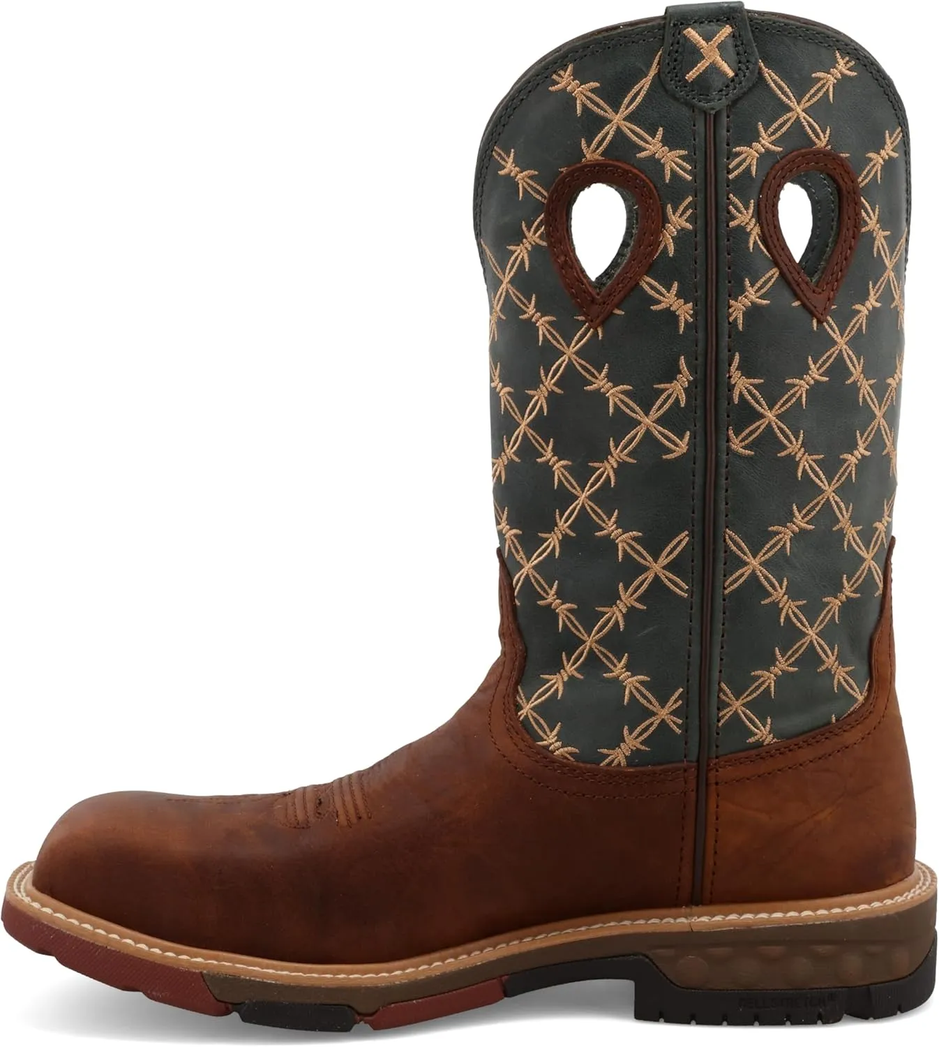 Twisted X Men's 12" Western Work Boot, Square Toe Alloy Toe with CellStretch