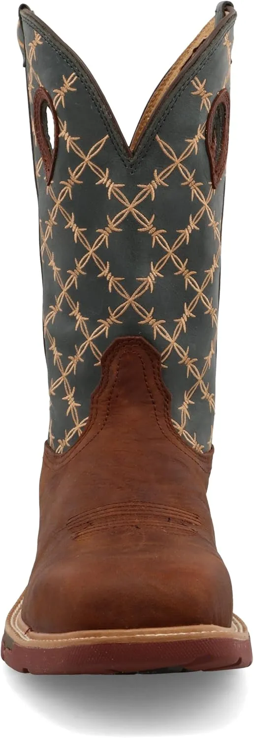 Twisted X Men's 12" Western Work Boot, Square Toe Alloy Toe with CellStretch