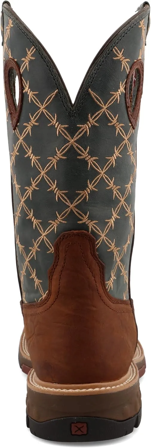 Twisted X Men's 12" Western Work Boot, Square Toe Alloy Toe with CellStretch