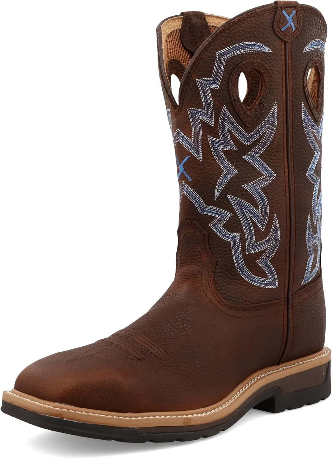 Twisted X Men's 12" Western Work Boot, Square Toe Steel Toe, Brown Pebble & Brown Pebble, 9 EE