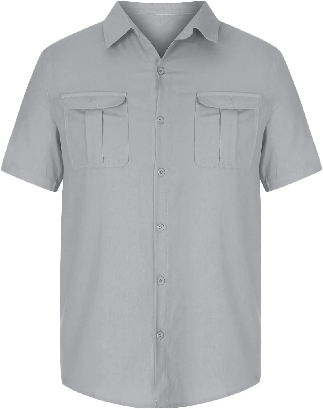 Uillui Cotton Linen Shirts Mens Short Sleeve Shirt Casual Lightweight Button Down Dress Shirts Vacation Beach Fishing Shirts