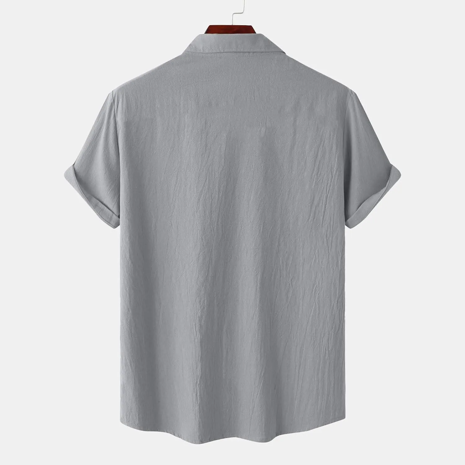 Uillui Cotton Linen Shirts Mens Short Sleeve Shirt Casual Lightweight Button Down Dress Shirts Vacation Beach Fishing Shirts