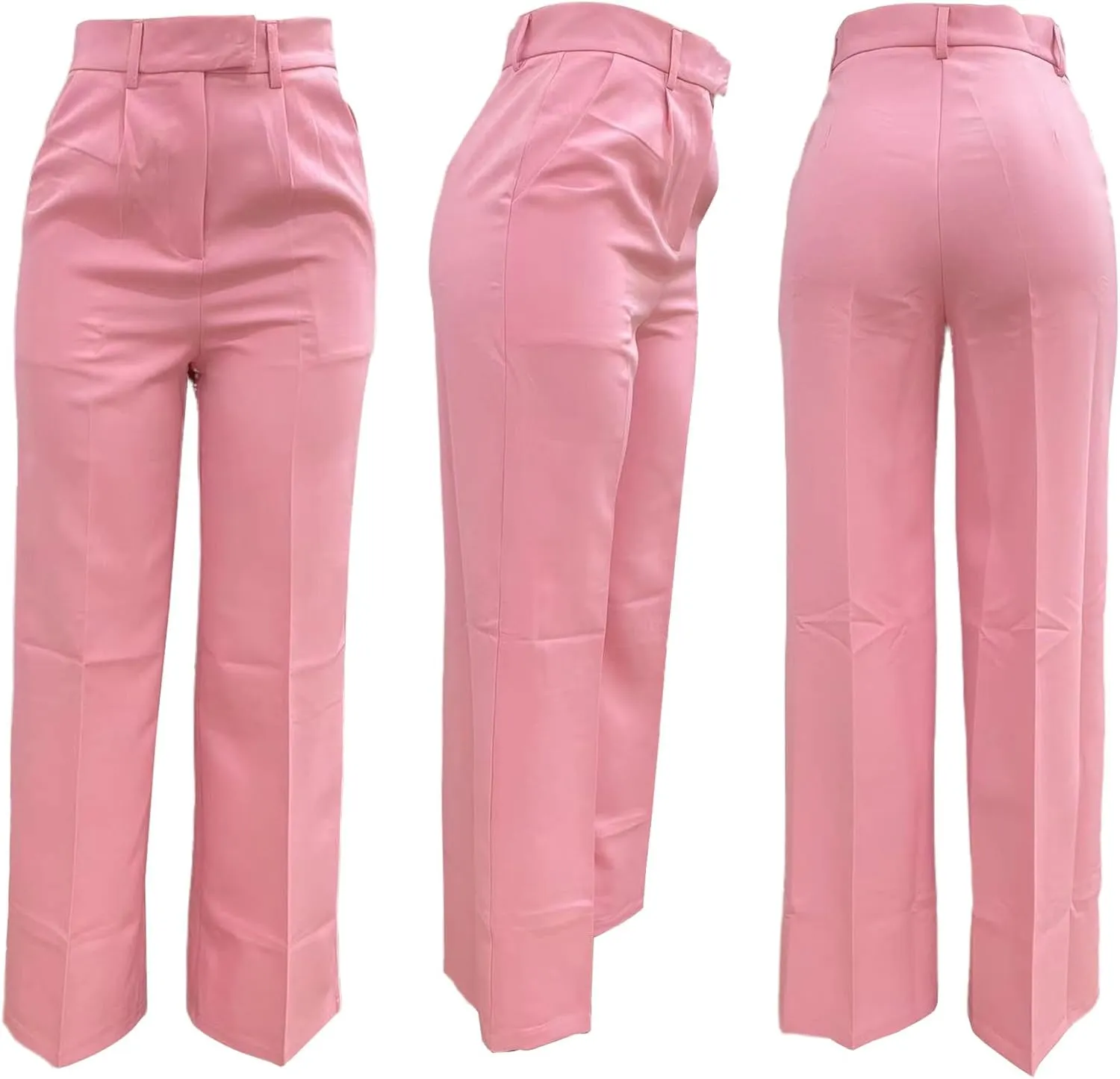 Unybwonn Women Wide Leg Dress Pants High Waisted Straight Leg Business Slacks Work Pants Casual Button Down Trousers