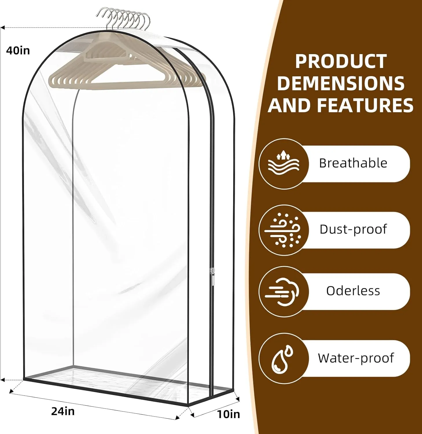 Upgraded Thickened Clear Garment Bags for Hanging Clothes 4 Packs, 10 Gusseted and 40" Clothes Protectors for Hanging Clothes for Closet, Shirts, Coats, Dresses
