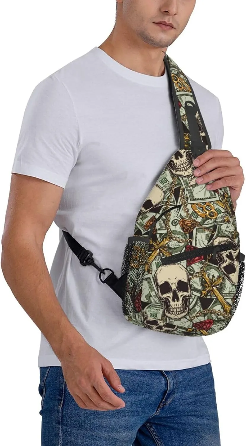 Us Bill Dollars Money Sling Backpack Chest Bag Crossbody Shoulder Bag Gym Cycling Travel Hiking Daypack For Men Women