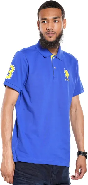 U.S. Polo Assn. Men's Short-Sleeve Polo Shirt with Applique, Casual Summer Slim Fit Polo Shirt with Contrast Color
