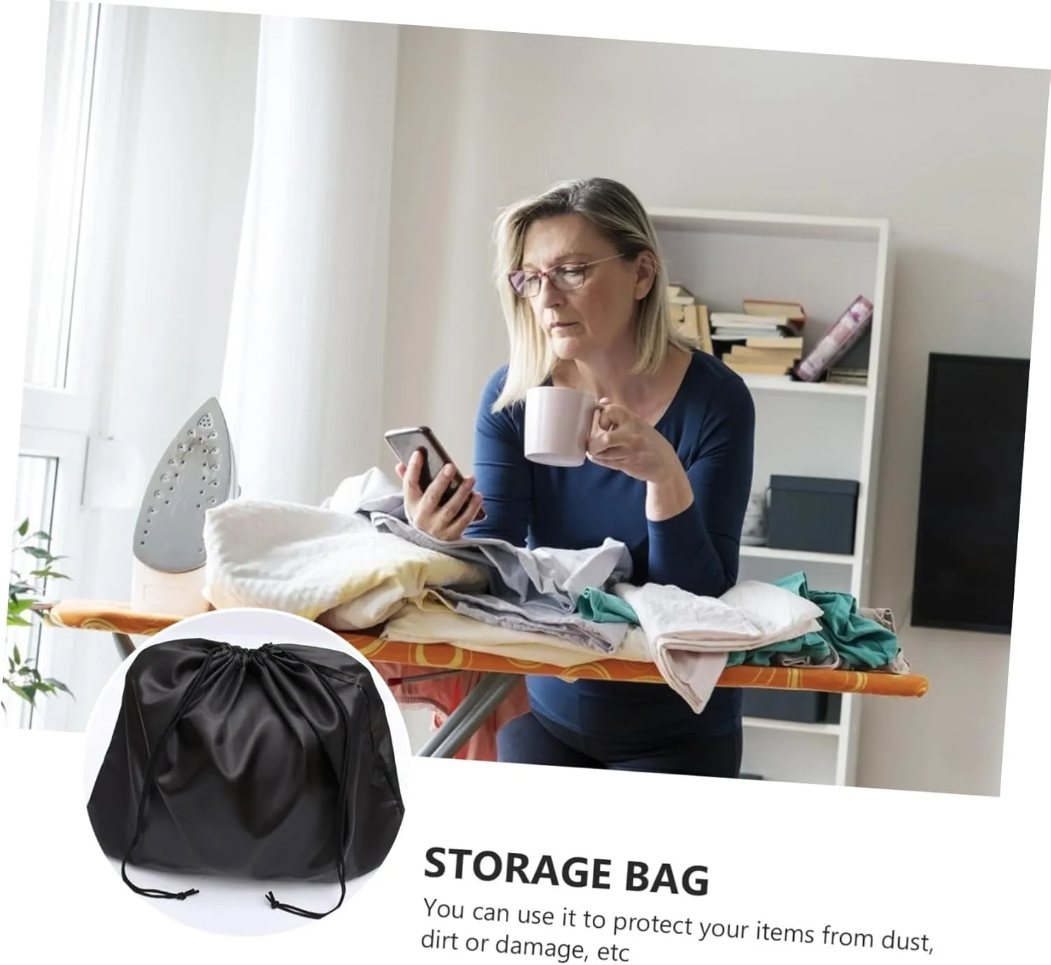 VANZACK Drawstring Storage Bag Set: 2 Pcs Large Capacity Heavy Duty Mesh Drawstring Bag for Household Toy Clothing Quilt Reusable Nylon