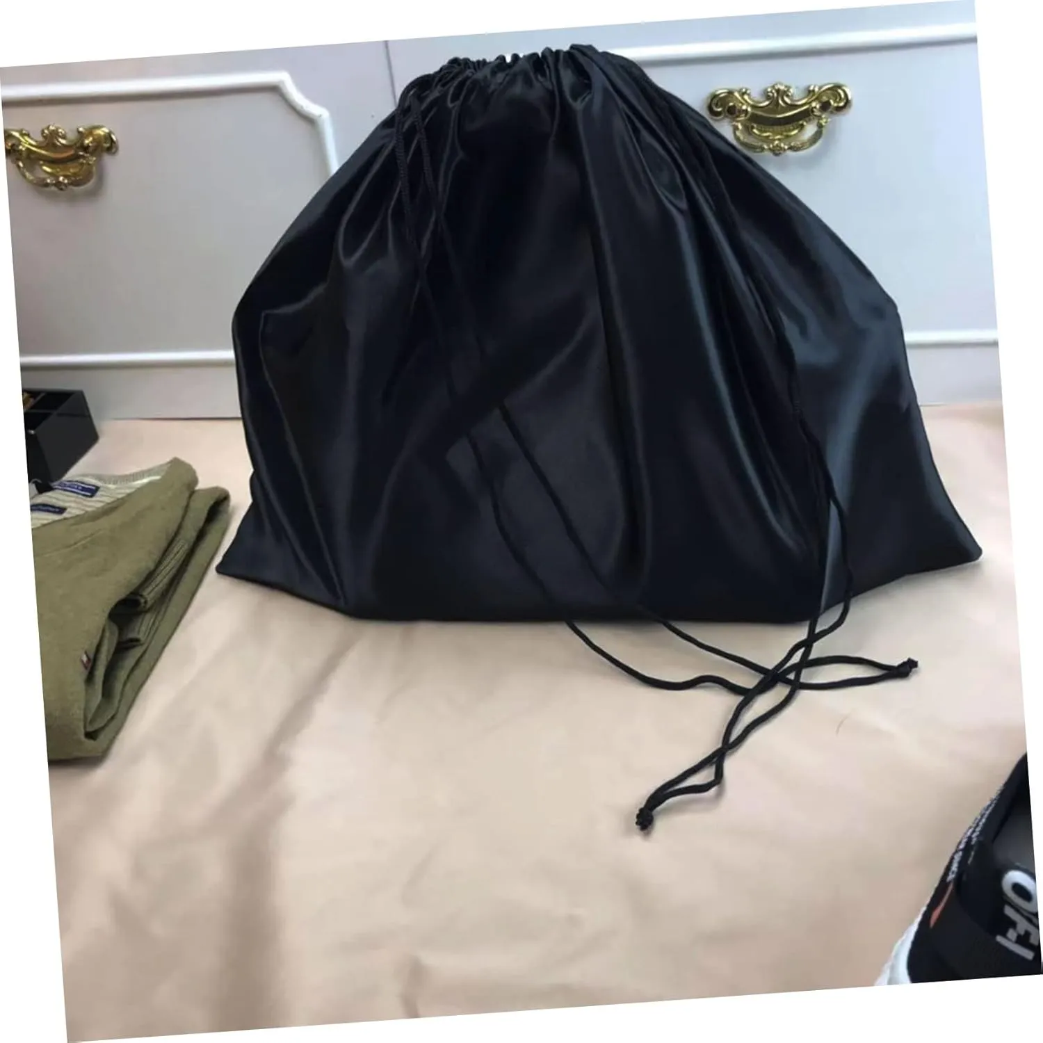 VANZACK Drawstring Storage Bag Set: 2 Pcs Large Capacity Heavy Duty Mesh Drawstring Bag for Household Toy Clothing Quilt Reusable Nylon