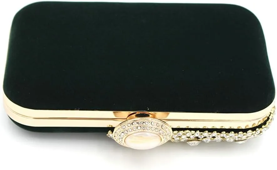 Velvet Evening Bags Women Rhinestone Crystal Embellished Clutch Purses Glitter Chain Handbag Party Wedding 2025