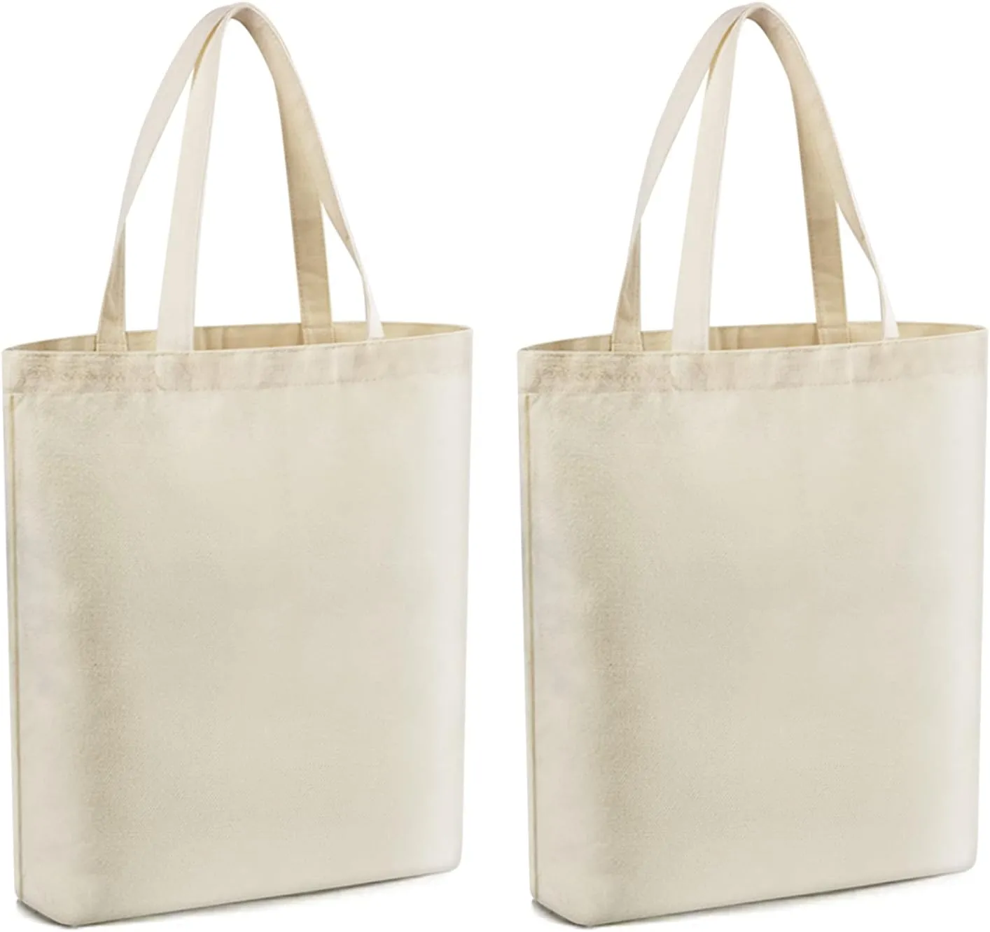 Veyist 2 Pcs Reusable Large Canvas Tote Bags, Blank Multi-purpose Canvas Bags, Suitable for DIY Project, Grocery, Shopping.
