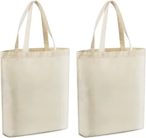 Veyist 2 Pcs Reusable Large Canvas Tote Bags, Blank Multi-purpose Canvas Bags, Suitable for DIY Project, Grocery, Shopping.