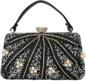 Vintage Women Clutches Bag Evening Bags Women Beading Rhinesrone Bags Handbag Crossbody Bags Wedding Party Purse Bags (Color : Silver)