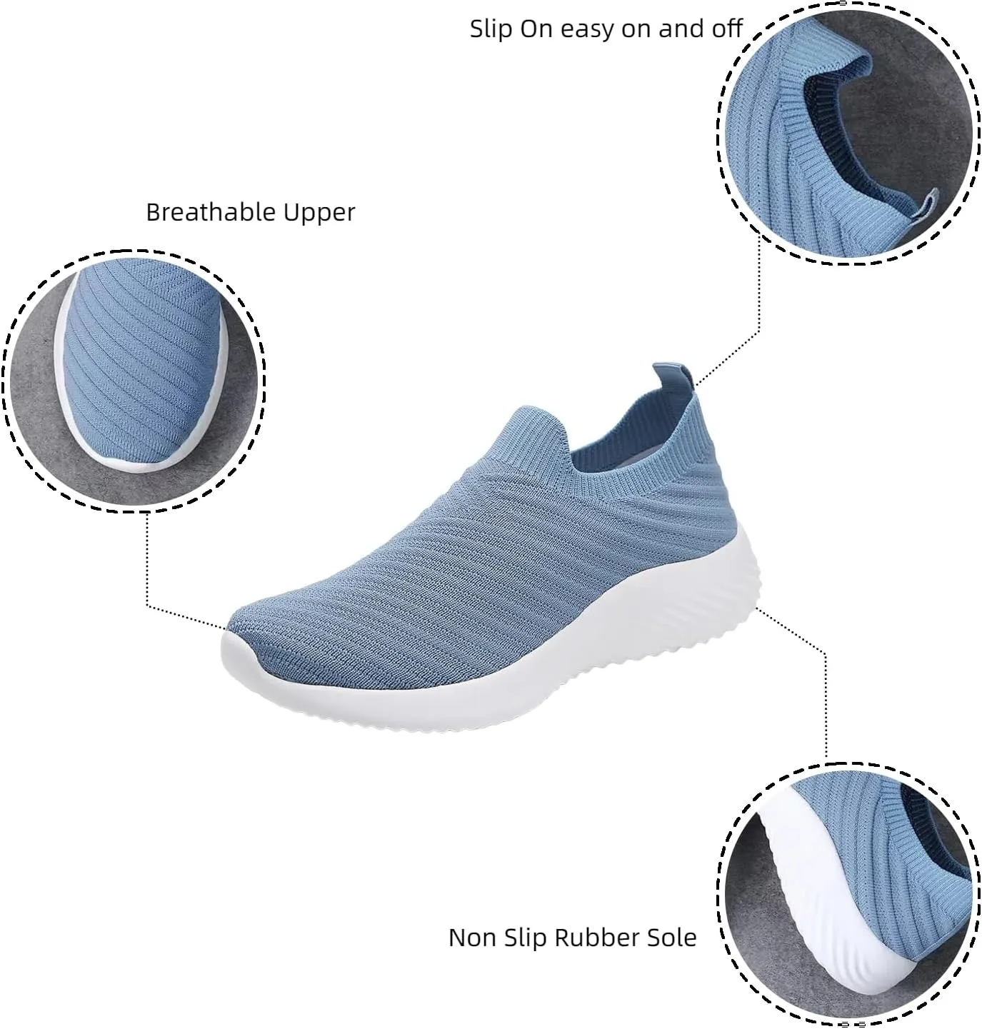 Walking Shoes Women Slip On Knit Mesh Running Sneakers Lightweight Comfort Breathable Sneakers with Arch Support