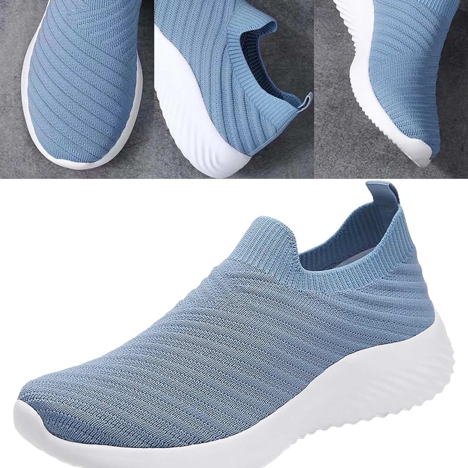 Walking Shoes Women Slip On Knit Mesh Running Sneakers Lightweight Comfort Breathable Sneakers with Arch Support