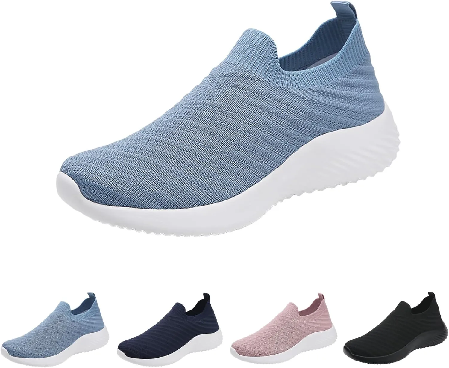 Walking Shoes Women Slip On Knit Mesh Running Sneakers Lightweight Comfort Breathable Sneakers with Arch Support