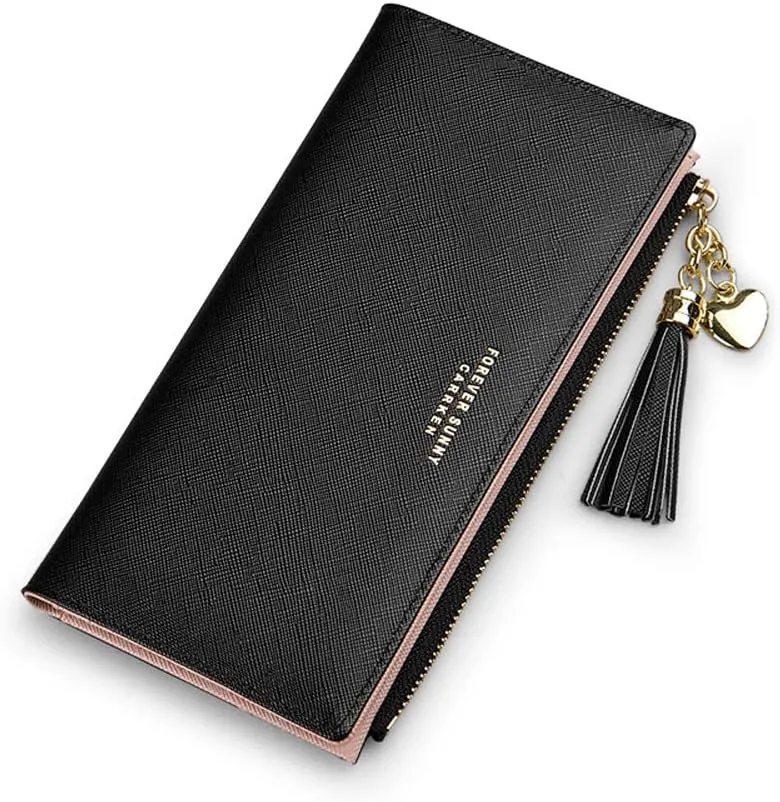 Wallet Women RFID Blocking Small Womens Wallet Leather Slim Phone Clutch Long Coin Purse Travel Zipper Pocket Credit Card Holder for Women Ladies