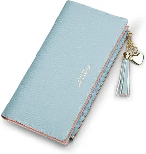 Wallet Women RFID Blocking Small Womens Wallet Leather Slim Phone Clutch Long Coin Purse Travel Zipper Pocket Credit Card Holder for Women Ladies