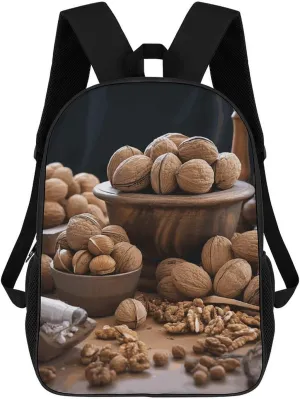 Walnut Nuts Business Laptop Backpack for Women Men 17 Inch Carry on Backpack Waterproof Black Bookbag Fashion Lightweight Backpacks for Travel Hiking Camping Casual Daypack Backpacks