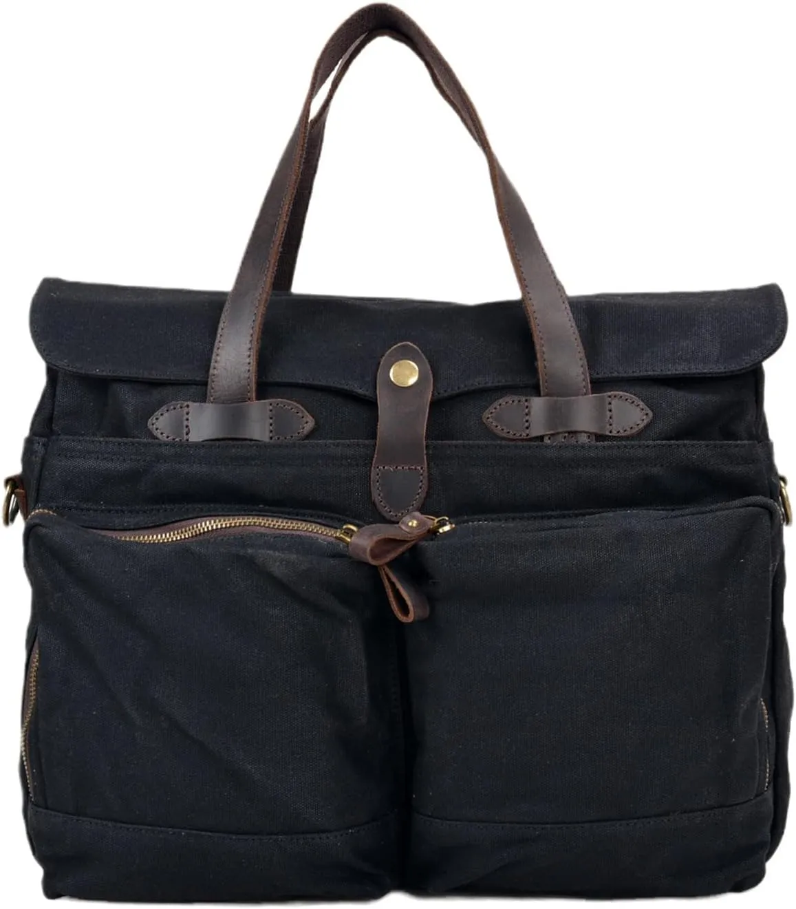 Waxed Canvas Laptop Bag for Men, Briefcase with Handle, Spacious Storage for Laptop, for Work, Travel, and Business Trips