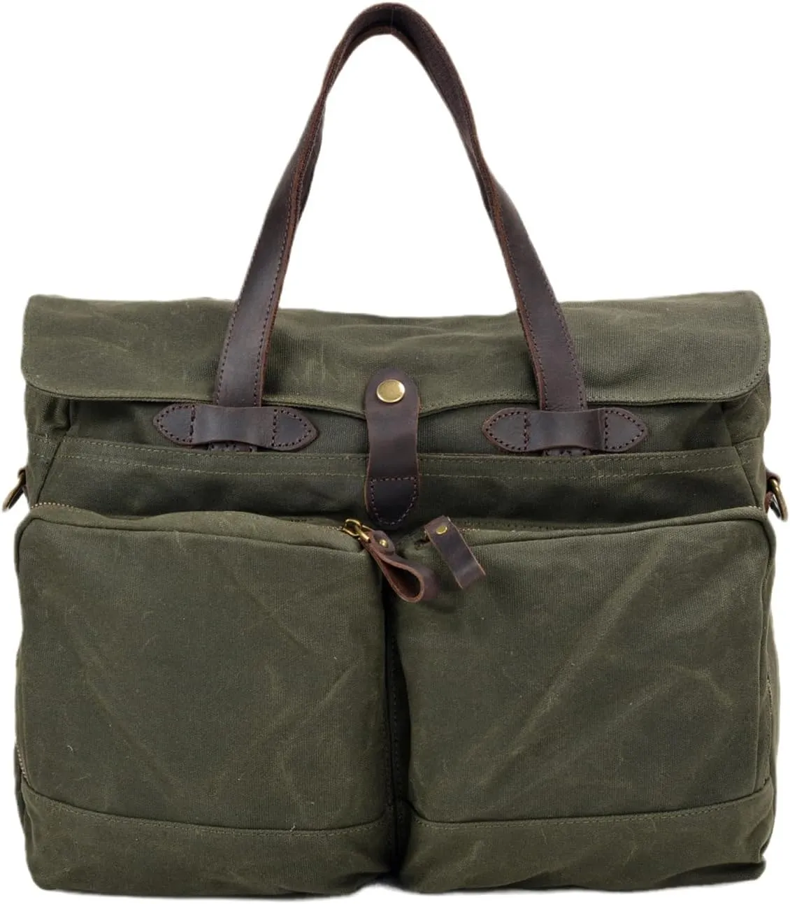 Waxed Canvas Laptop Bag for Men, Briefcase with Handle, Spacious Storage for Laptop, for Work, Travel, and Business Trips
